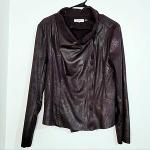 Calvin Klein Women's Black Faux Leather Moto Style Jacket. Size Large